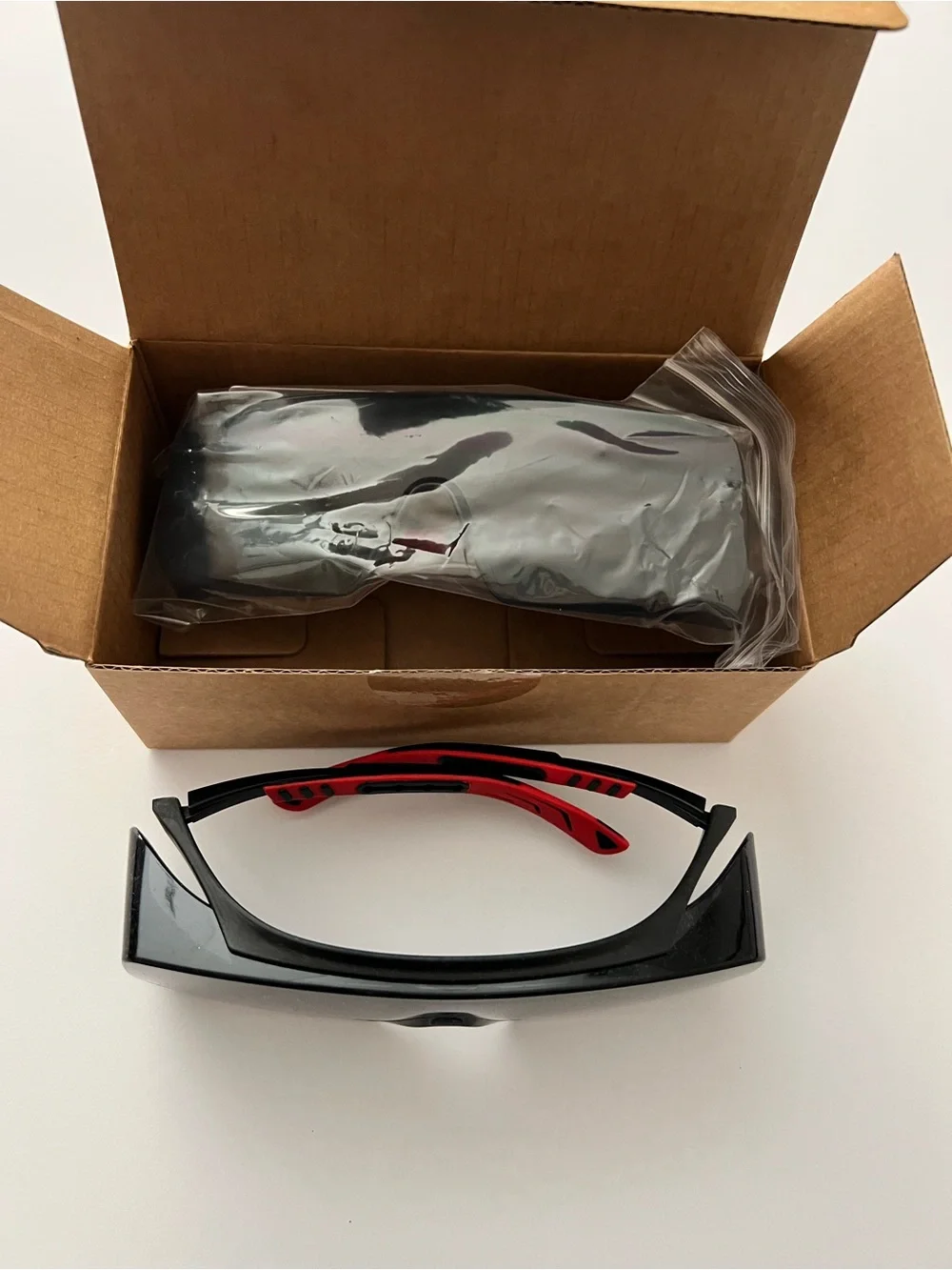 Fimoson Safety Shield Sunglasses Black with Red Arms Can Fit Over Glasses 2 Pack